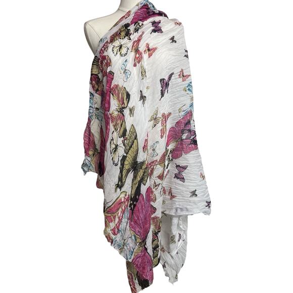 Unbranded Accessories - Womens Butterfly Scarf Feminine Pink Fairy Lightweight